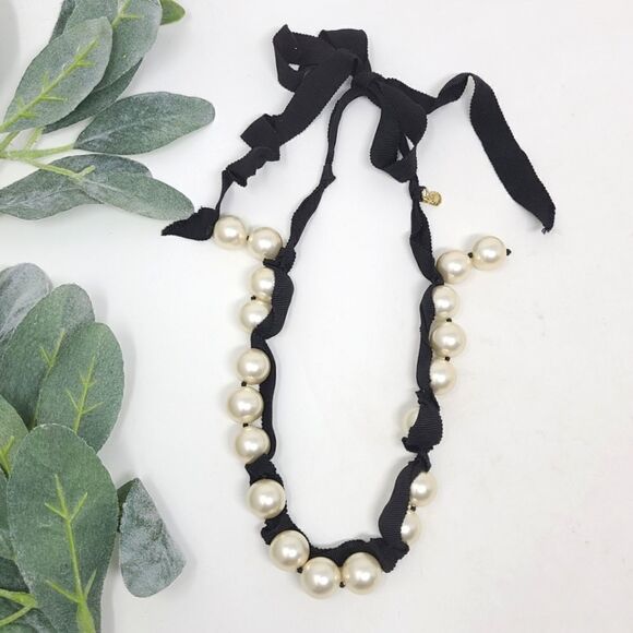 J. CREW Faux Pearl Ribbon Wrapped Necklace - Picture 1 of 4